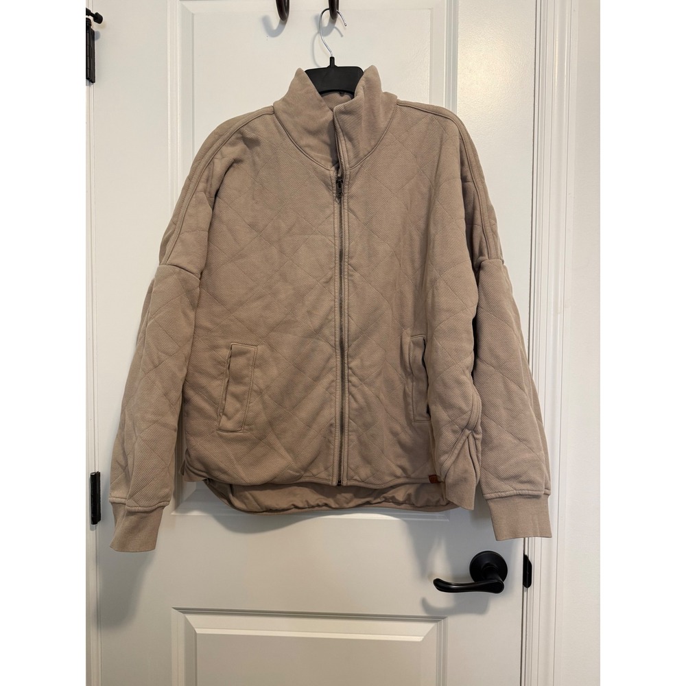 Alpine Design Quilted Jacket Womens Large Tan Excellent Zip Up Gorpcore Cozy